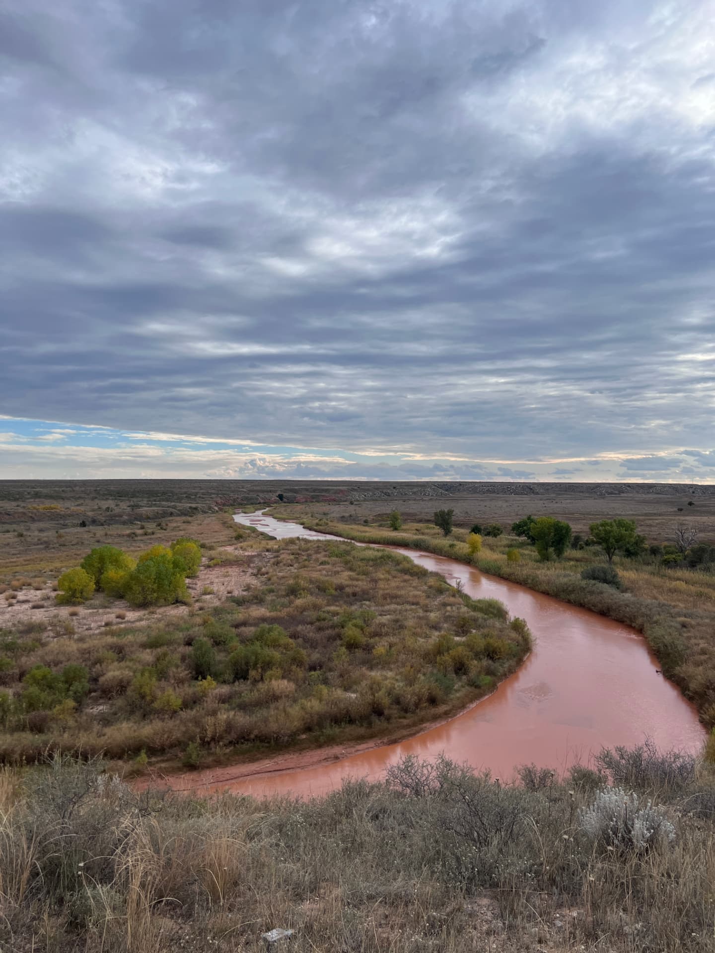 The winding Canadian River through the Texas Panhandle outside Amarillo